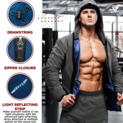 RDX SPORTS RDX H2 Weight Loss Sauna Suit 24 RDX SPORTS RDX H2 Weight Loss Sauna Suit -Rdxsports Shop rdx h2 weight loss sauna suit grey inner blue 4