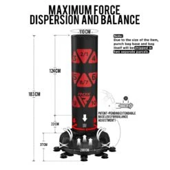 RDX SPORTS RDX KT Ronin 6ft 2-in-1 Red Free Standing Target Punch Bags With Mitts Set -Rdxsports Shop rdx kt ronin 6ft 2 in 1 red free standing target punch bags with mitts set 4