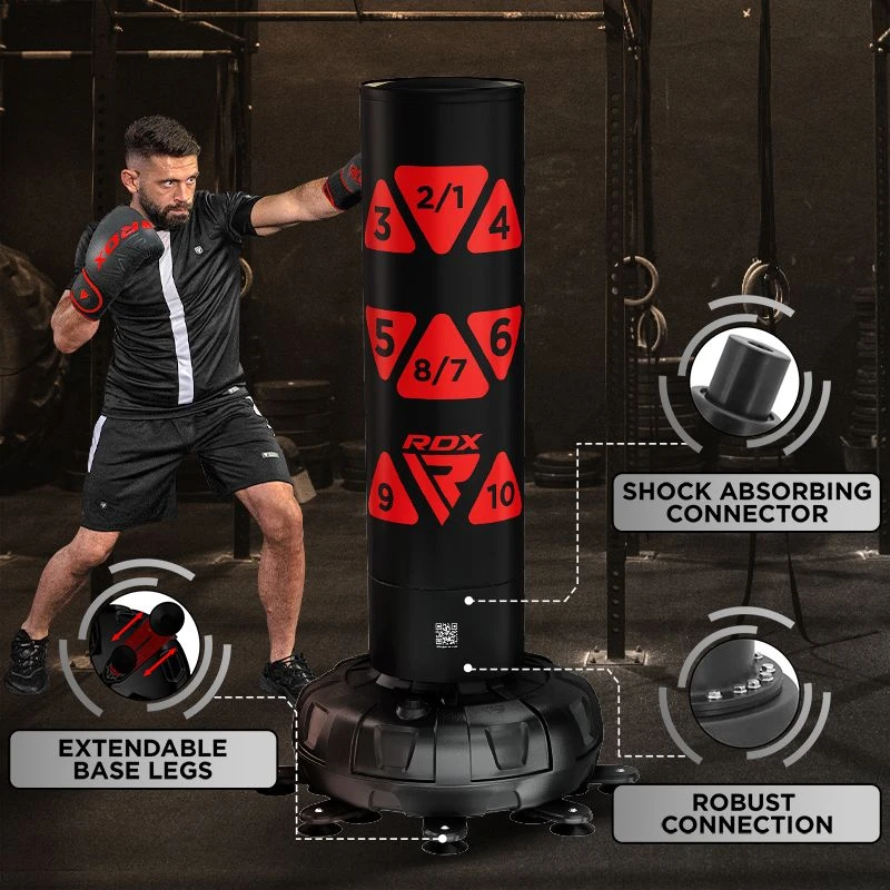 RDX SPORTS RDX KT Ronin 6ft 2-in-1 Red Free Standing Target Punch Bags With Mitts Set - Image 2