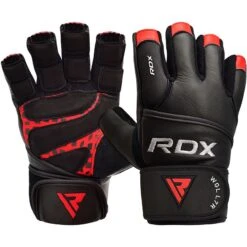 RDX SPORTS RDX L7 Leather Weight Lifting Heavy Duty Gym Gloves With Long Wrist Strap