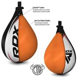 RDX SPORTS RDX S2 Boxing & MMA Training Leather Speed Bag With Swivel Black / White -Rdxsports Shop rdx s2 boxing training speed bag 5