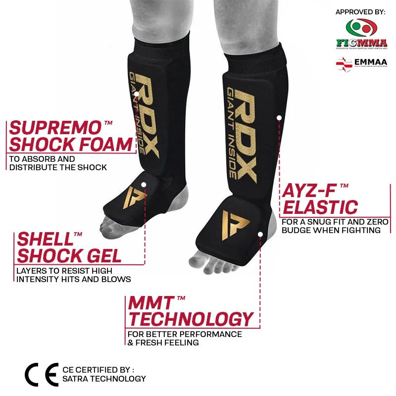 RDX SPORTS RDX SI MMA Gel Padded Lightweight Shin Instep Guard OEKO-TEX® Standard 100 Certified 2 RDX SPORTS RDX SI MMA Gel Padded Lightweight Shin Instep Guard OEKO-TEX® Standard 100 Certified - Image 2