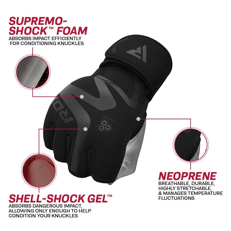 RDX SPORTS RDX T15 Noir Gel Padded Inner Gloves Hook & Loop Wrist Strap Knuckle Protection 2 RDX SPORTS RDX T15 Noir Gel Padded Inner Gloves Hook & Loop Wrist Strap Knuckle Protection - Image 2