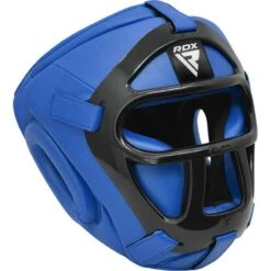 RDX SPORTS RDX T1 FULL FACE PROTECTION HEADGEAR UNBREAKABLE DETACHABLE CAGE GUARD -Rdxsports Shop rdx t1f head guard with removable face cage blue 2