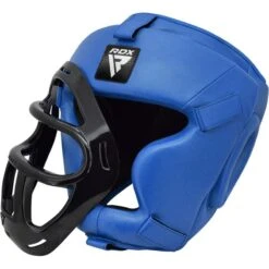 RDX SPORTS RDX T1 FULL FACE PROTECTION HEADGEAR UNBREAKABLE DETACHABLE CAGE GUARD -Rdxsports Shop rdx t1f head guard with removable face cage blue 5