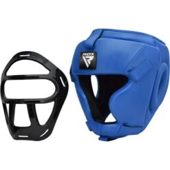 RDX SPORTS RDX T1 FULL FACE PROTECTION HEADGEAR UNBREAKABLE DETACHABLE CAGE GUARD -Rdxsports Shop rdx t1f head guard with removable face cage blue 6