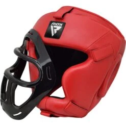 RDX SPORTS RDX T1 FULL FACE PROTECTION HEADGEAR UNBREAKABLE DETACHABLE CAGE GUARD -Rdxsports Shop rdx t1f head guard with removable face cage red 5