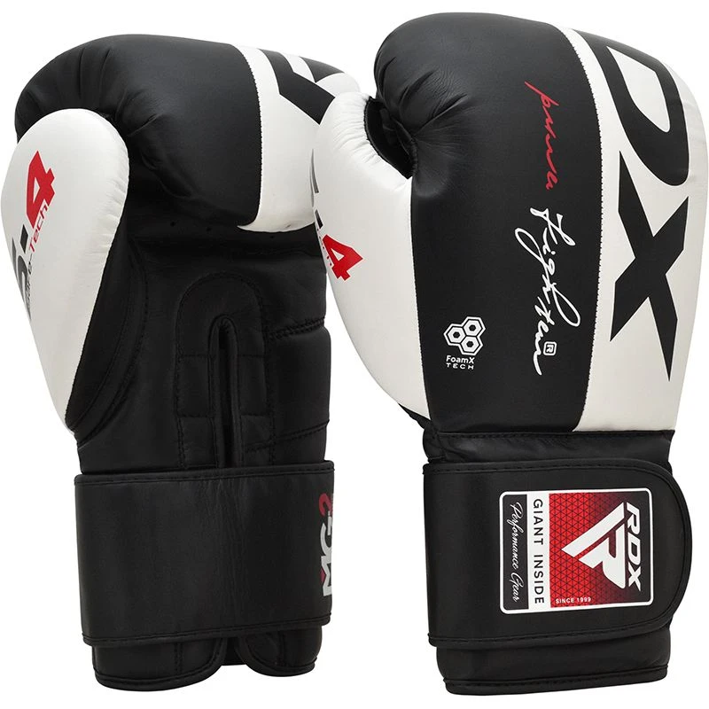 RDX SPORTS RDX S4 Boxing Sparring Gloves Hook & Loop Black / White 9 RDX SPORTS RDX S4 Boxing Sparring Gloves Hook & Loop Black / White - Image 9