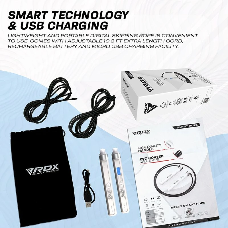 RDX SPORTS RDX 75P Rechargeable 10.3ft Smart Digital Counter Jump Rope With USB & App 5 RDX SPORTS RDX 75P Rechargeable 10.3ft Smart Digital Counter Jump Rope With USB & App - Image 5