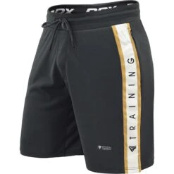 RDX SPORTS RDX T17 AURA MMA Training Shorts Pearl Black / White / Golden