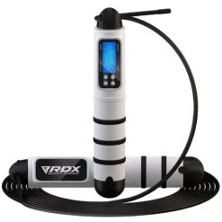 RDX SPORTS RDX Digital Calorie Burn & Workout Counter 10.3ft Adjustable Jump Rope -Rdxsports Shop white skipping rope with digital counter and calorie burn for fitness 1 1