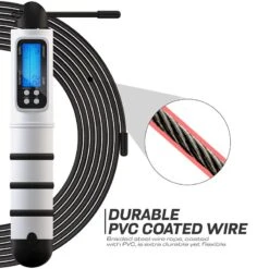 RDX SPORTS RDX Digital Calorie Burn & Workout Counter 10.3ft Adjustable Jump Rope -Rdxsports Shop white skipping rope with digital counter and calorie burn for fitness 6 1