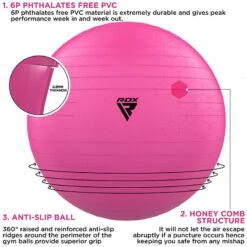 RDX SPORTS RDX B1 Inflatable Anti-Slip Yoga Ball With Portable Foot Air Pump 16 RDX SPORTS RDX B1 Inflatable Anti-Slip Yoga Ball With Portable Foot Air Pump -Rdxsports Shop yoga ball pink for home workout gym fitness 1 5