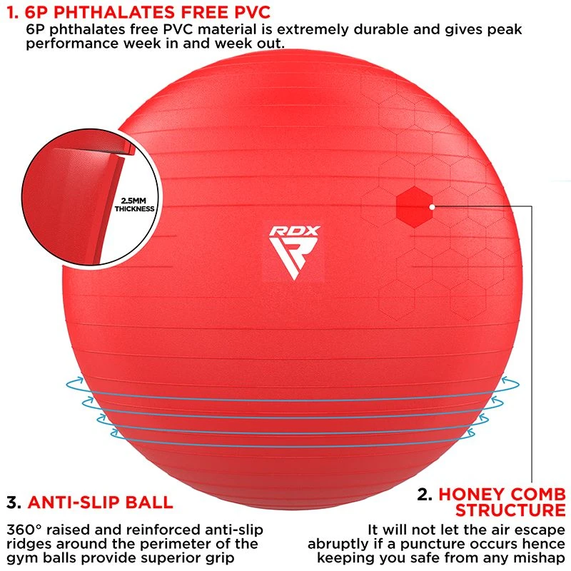 RDX SPORTS RDX B1 Inflatable Anti-Slip Yoga Ball With Portable Foot Air Pump 2 RDX SPORTS RDX B1 Inflatable Anti-Slip Yoga Ball With Portable Foot Air Pump - Image 2